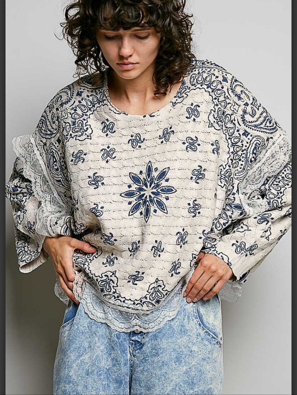 #2022 POL Indigo Soul Bandana Lace Top
